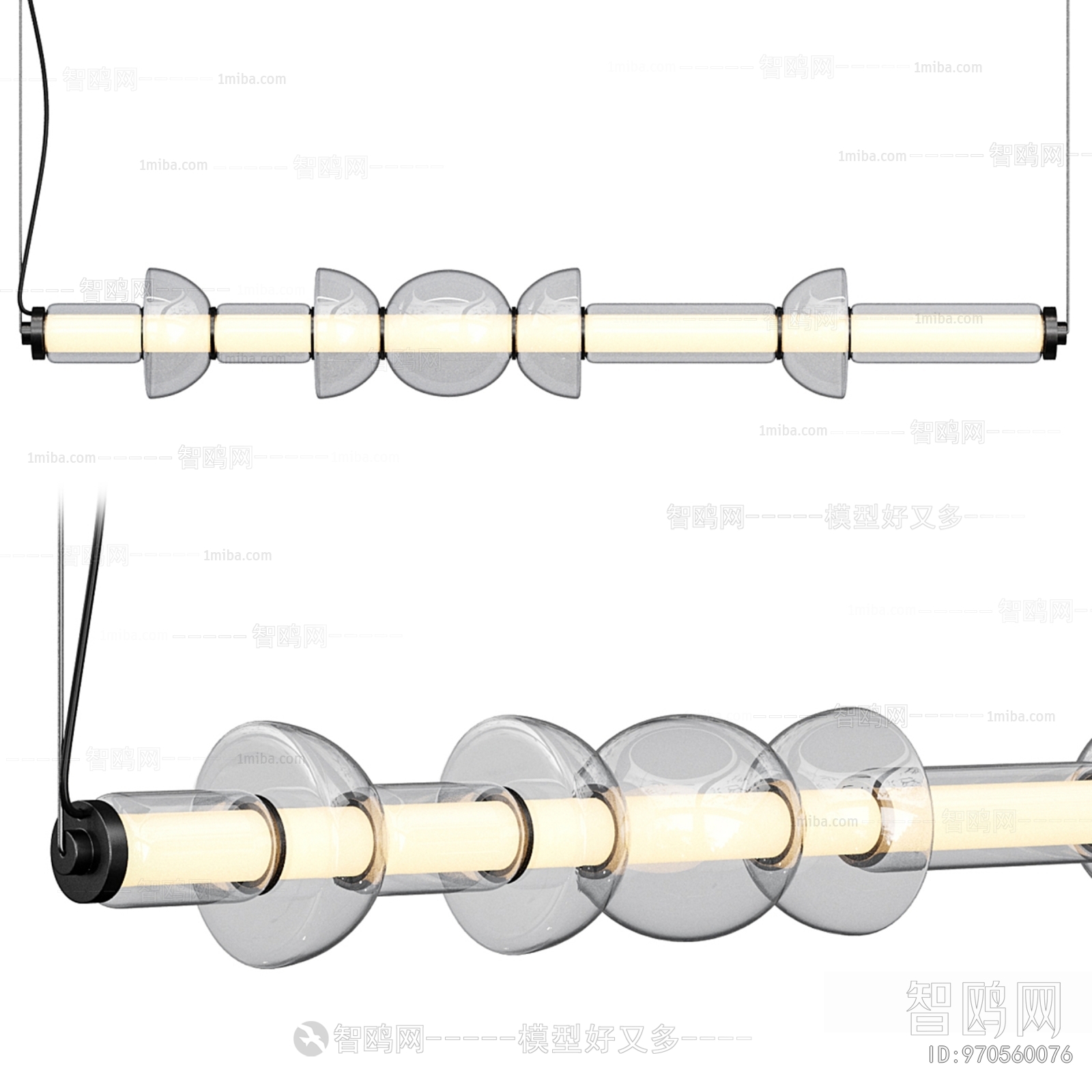 现代玻璃长条吊灯