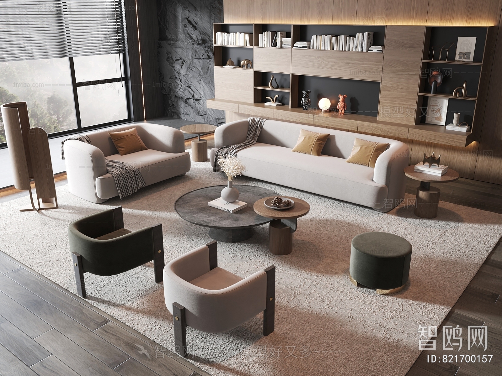 Minotti 现代沙发茶几组合3D模型下载