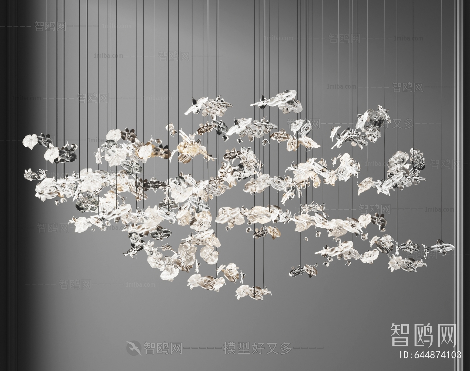 现代玻璃艺术吊灯3D模型下载