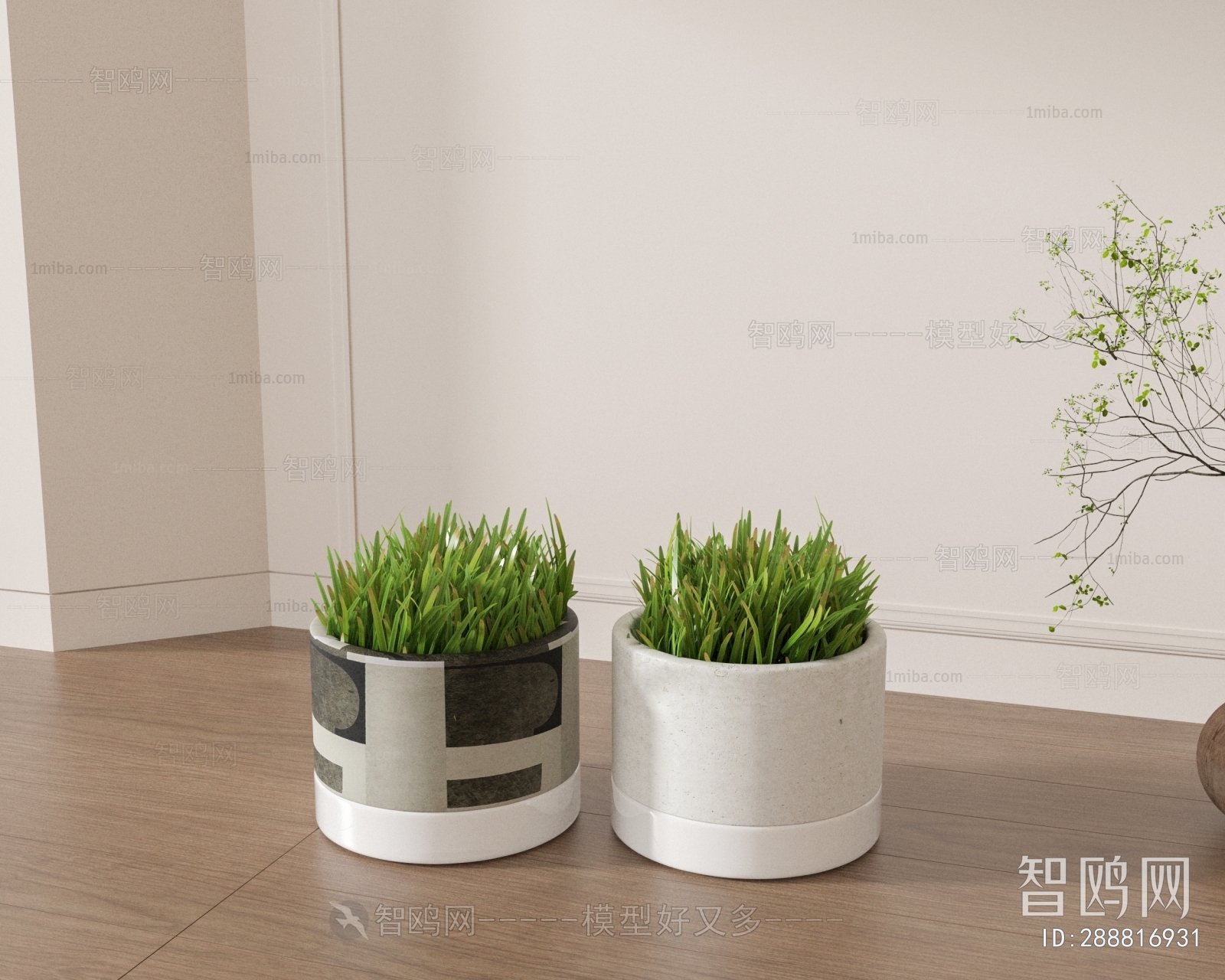 Modern Potted Green Plant