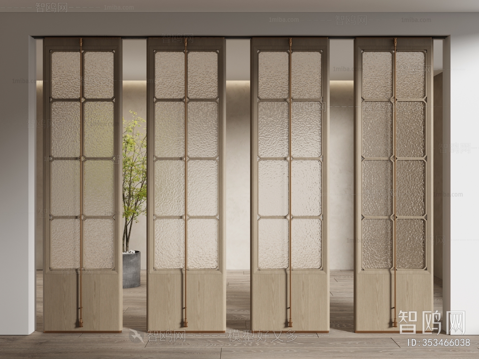 Modern New Chinese Style Glass Screen Partition