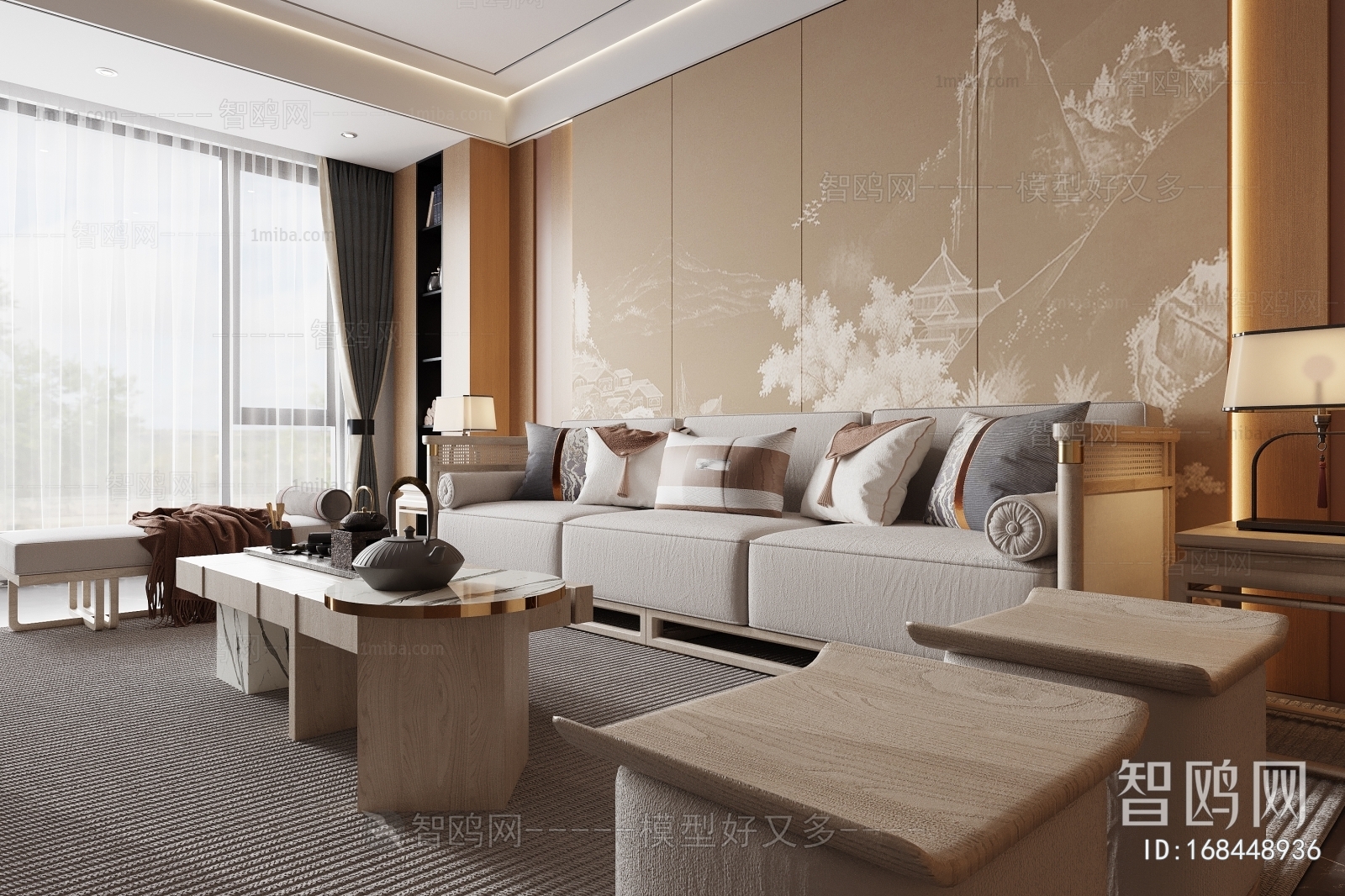 New Chinese Style A Living Room