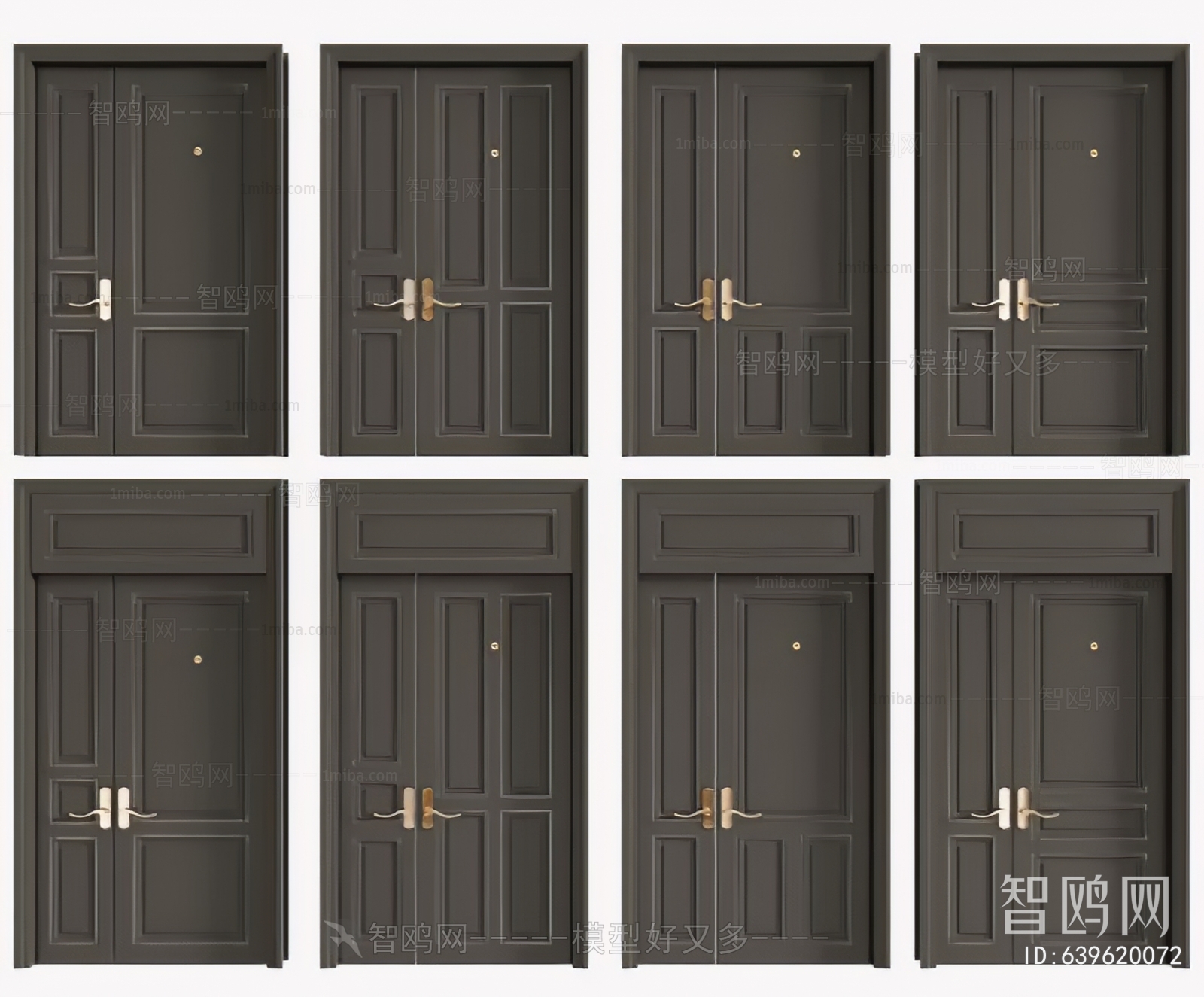 Simple European Style Unequal Double Door