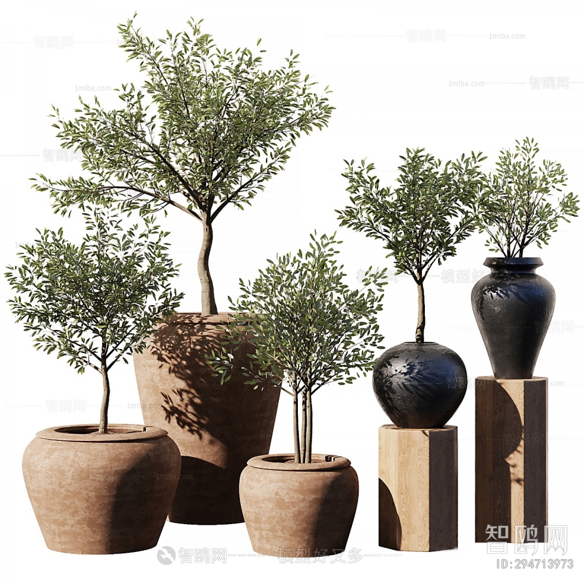 Modern Wabi-sabi Style Ground Green Plant Potted Plants