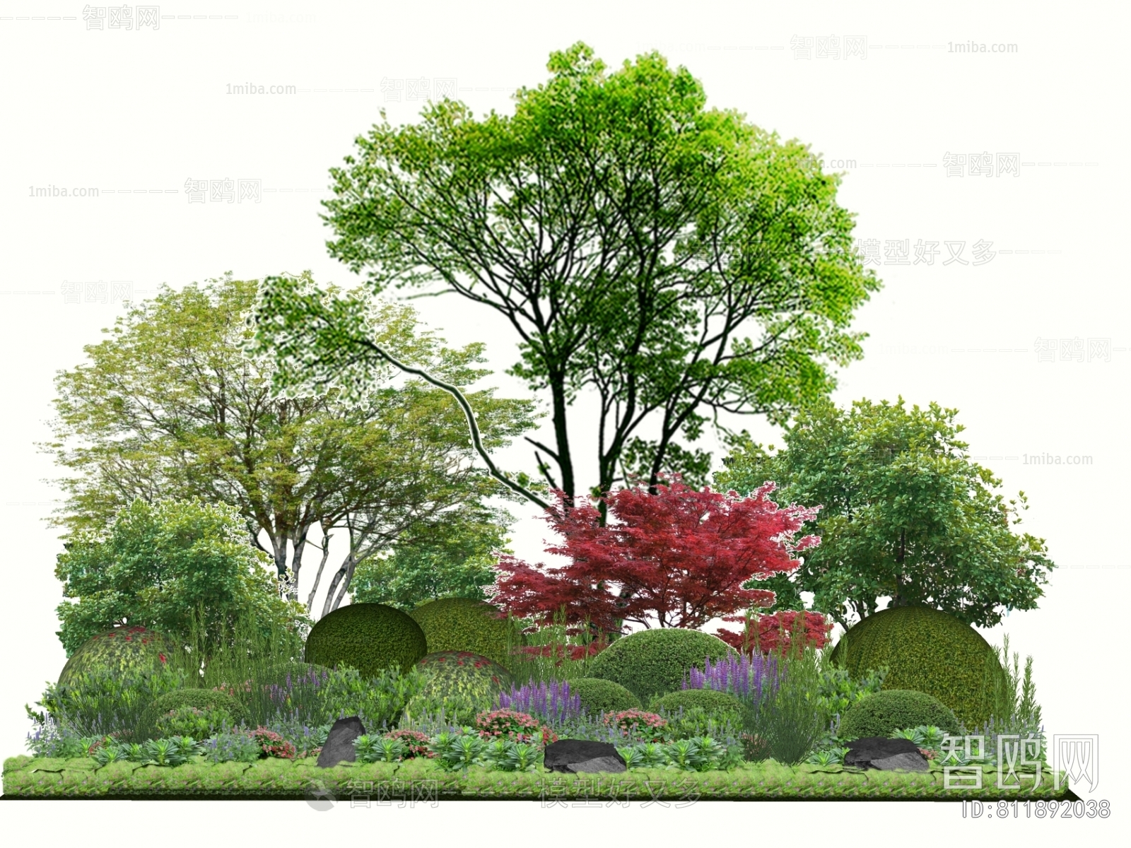 现代景观树 堆植物