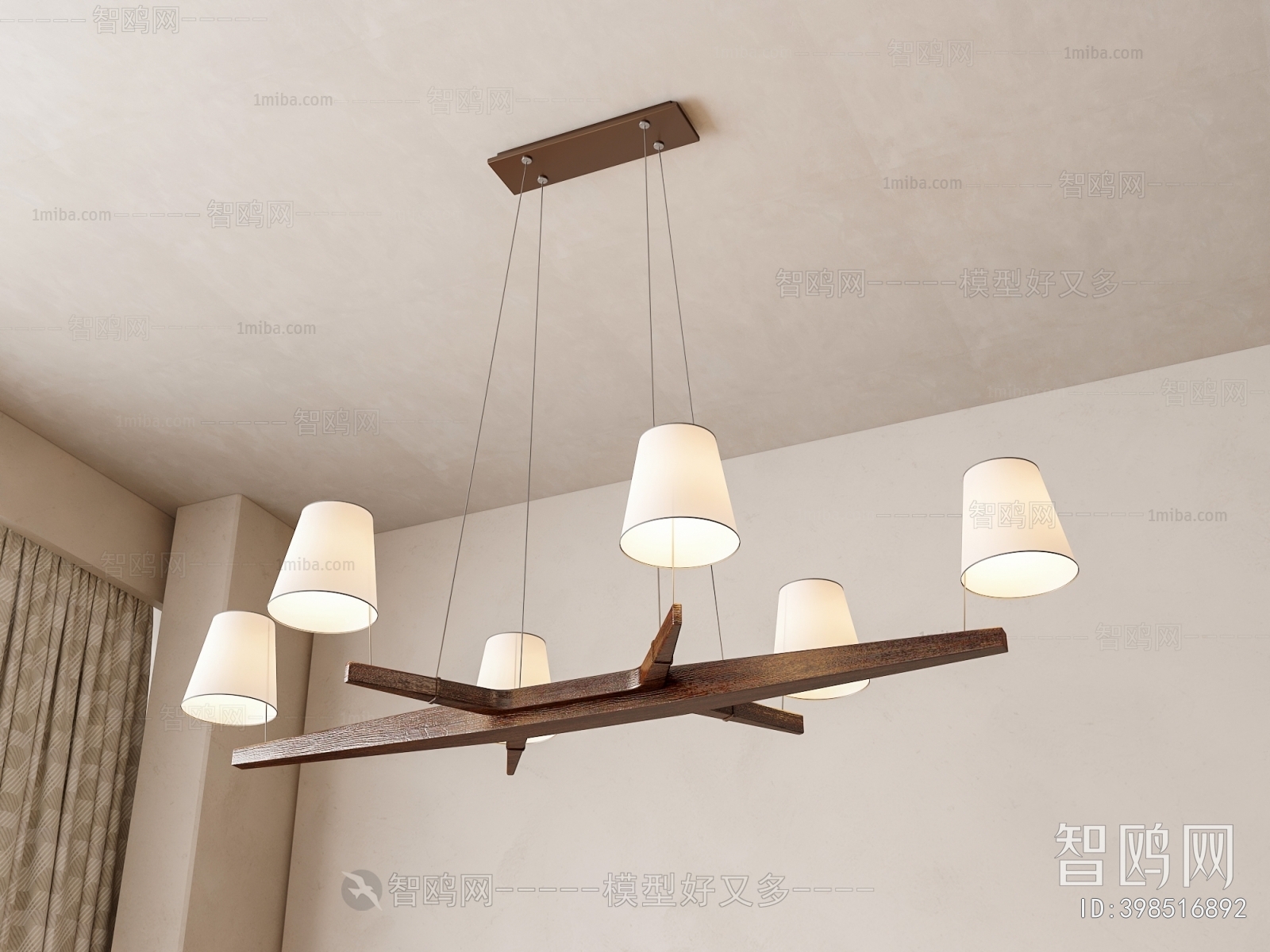 新中式木质多头吊灯