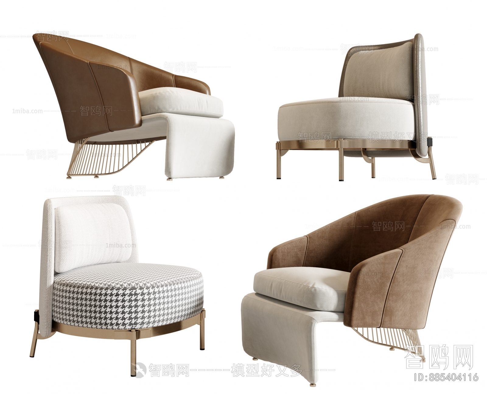 现代圆形单人沙发 休闲椅3D模型下载