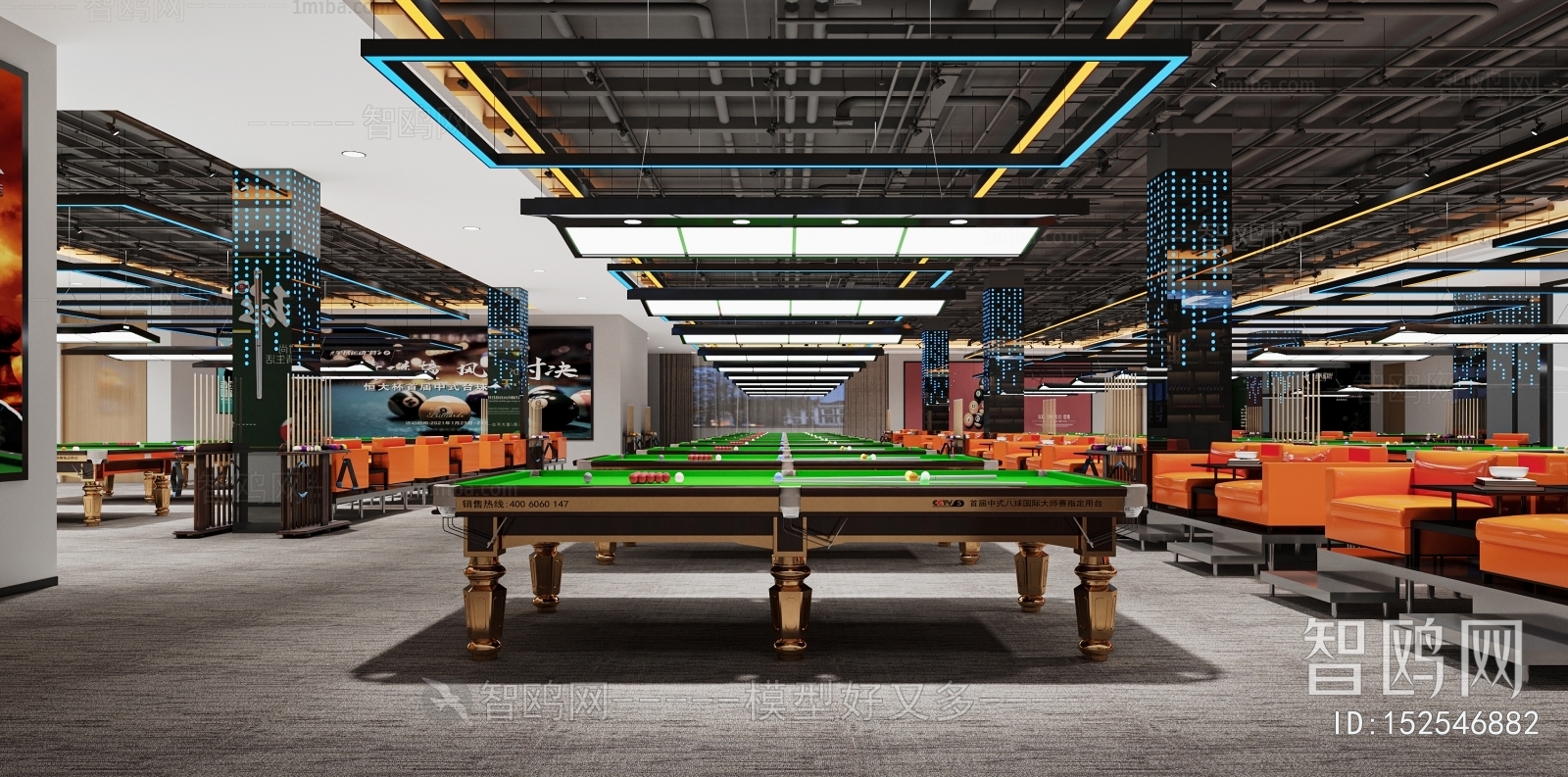 Modern Industrial Style Billiard Room