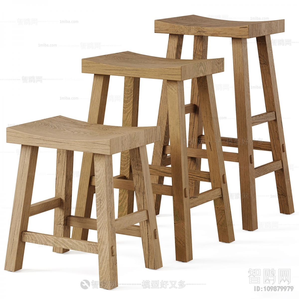现代实木吧凳