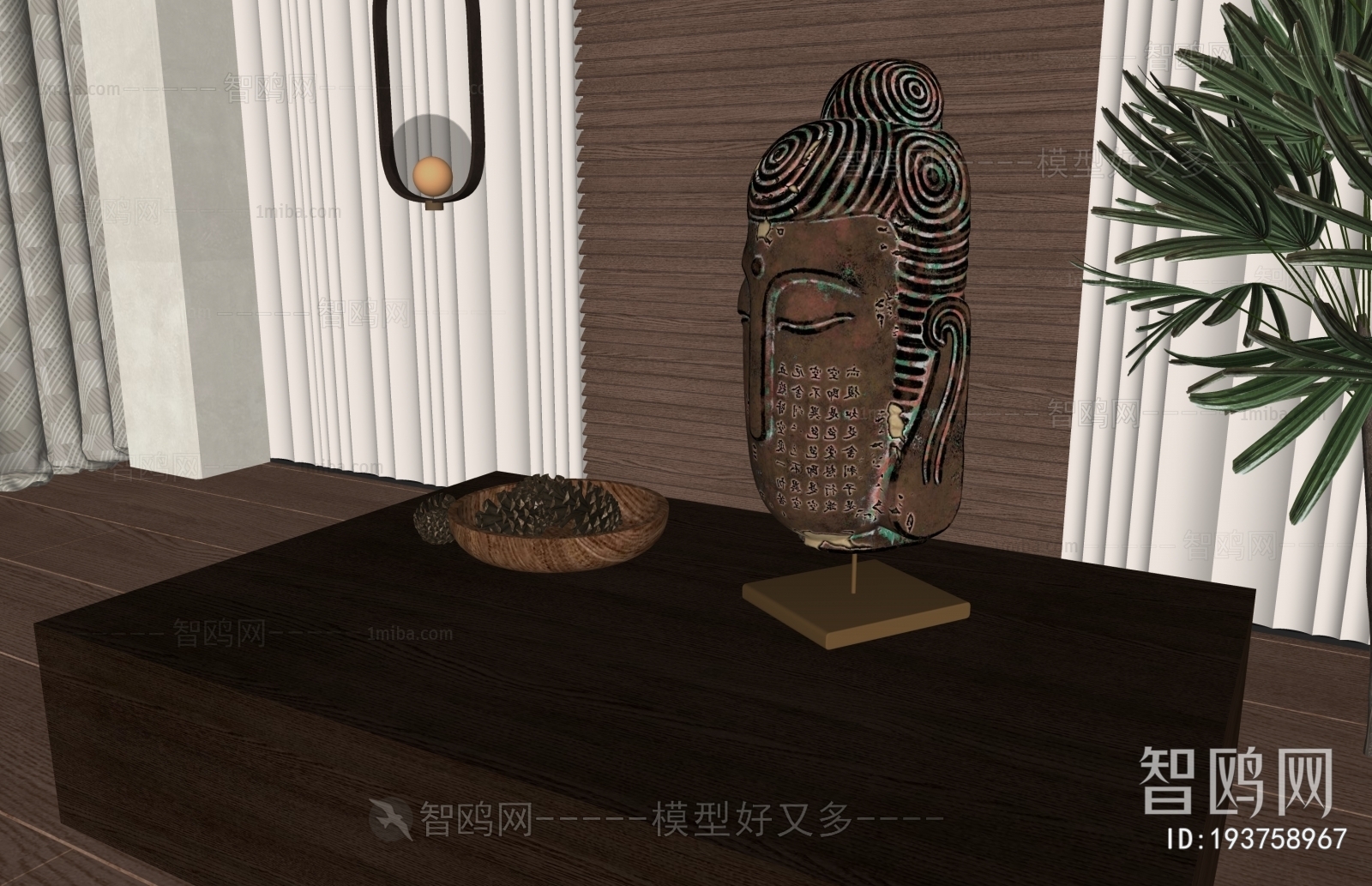 新中式佛头雕塑摆件