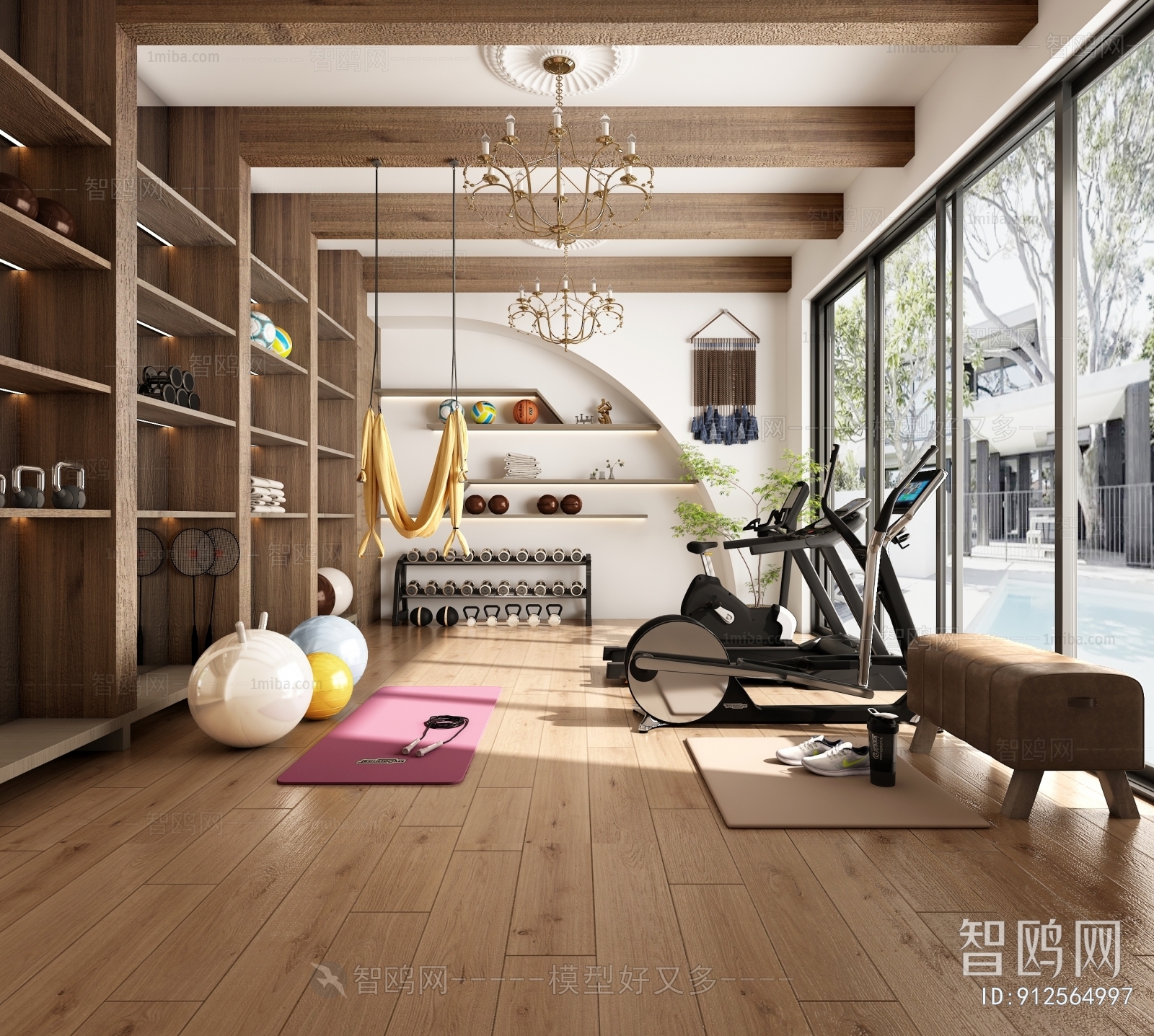 Modern American Style Home Fitness Room
