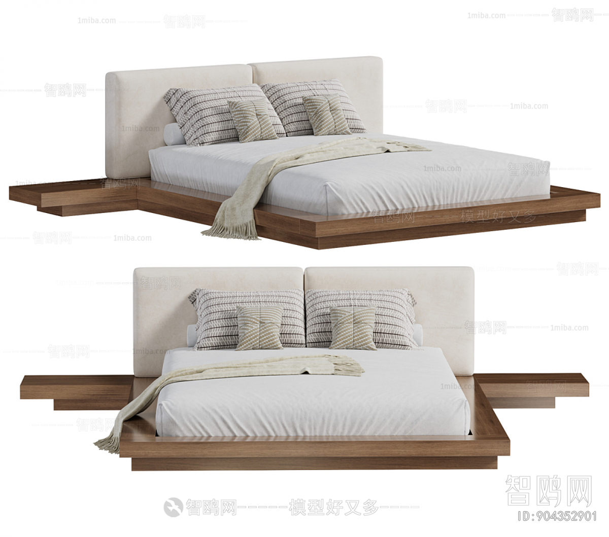 Modern Wabi-sabi Style Double Bed