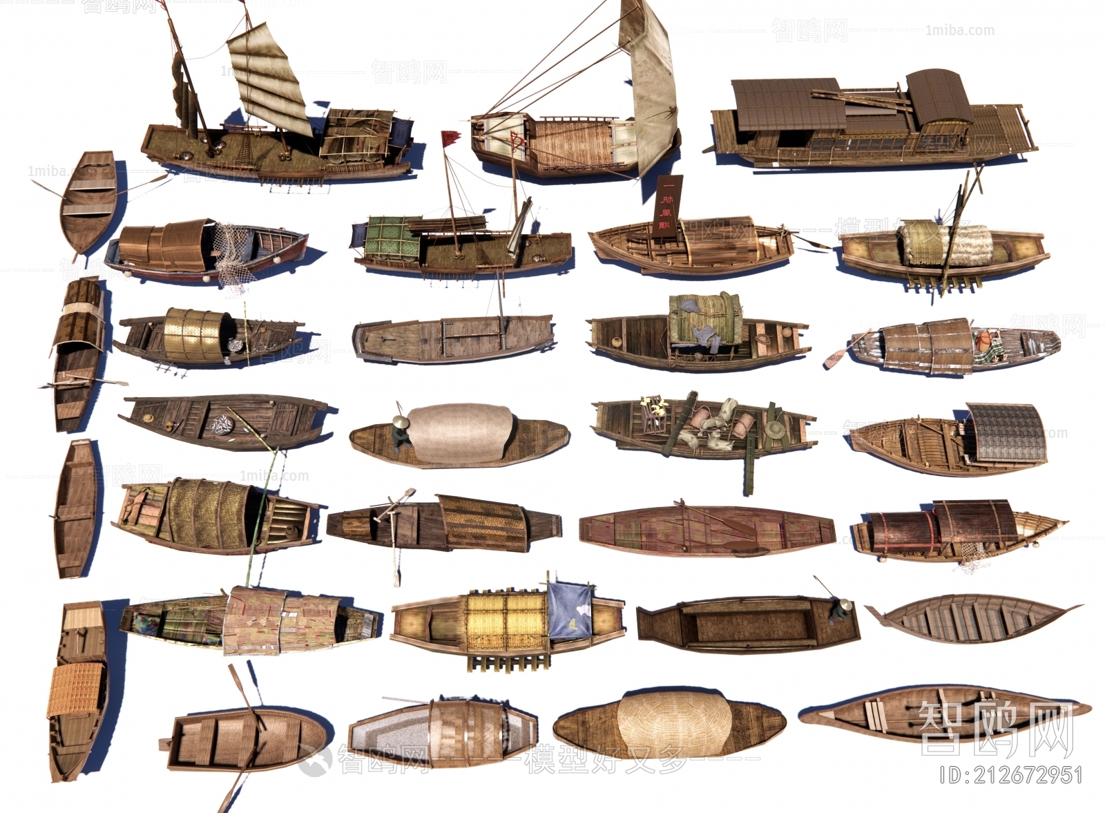 中式木船 游船 渔船