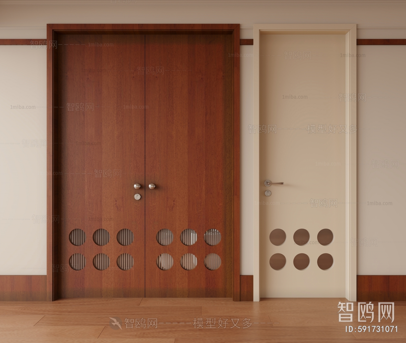 Wabi-sabi Style Double Door