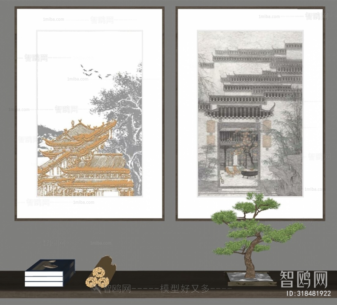 新中式建筑装饰挂画