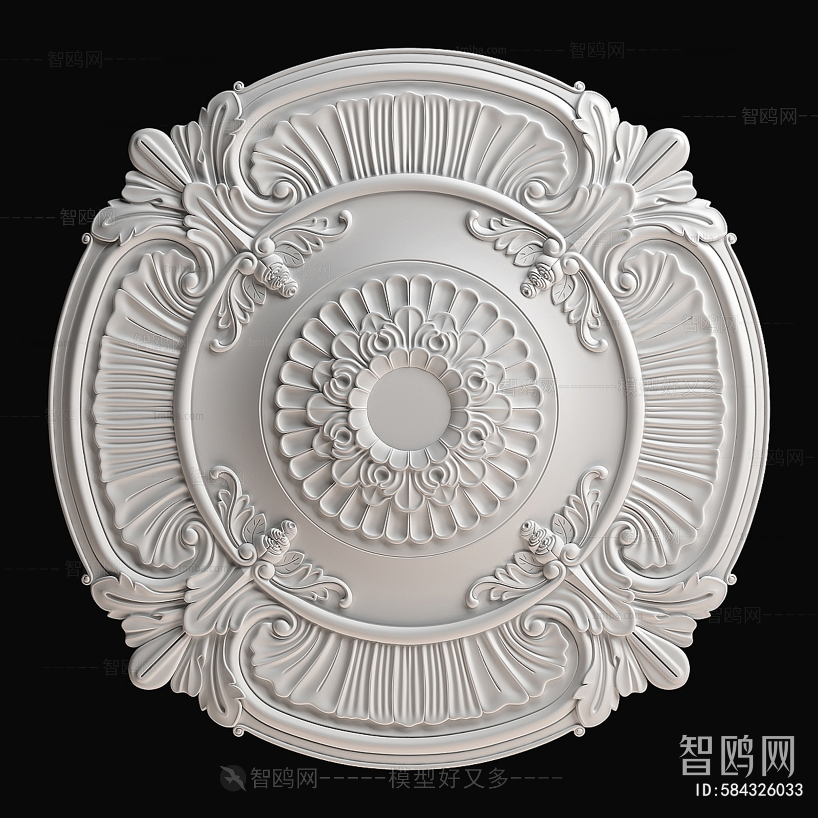 European Style Plaster Carved Top Plate