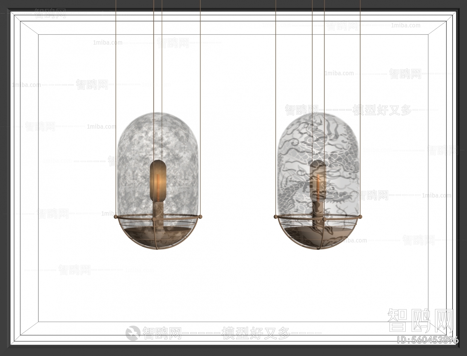 新中式玻璃吊灯
