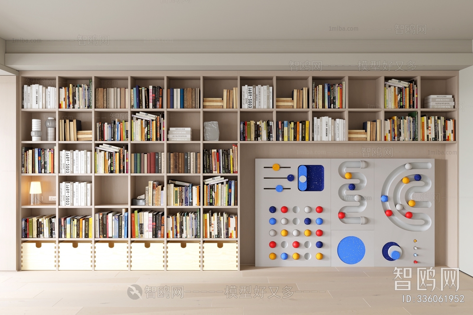 现代书柜3D模型下载
