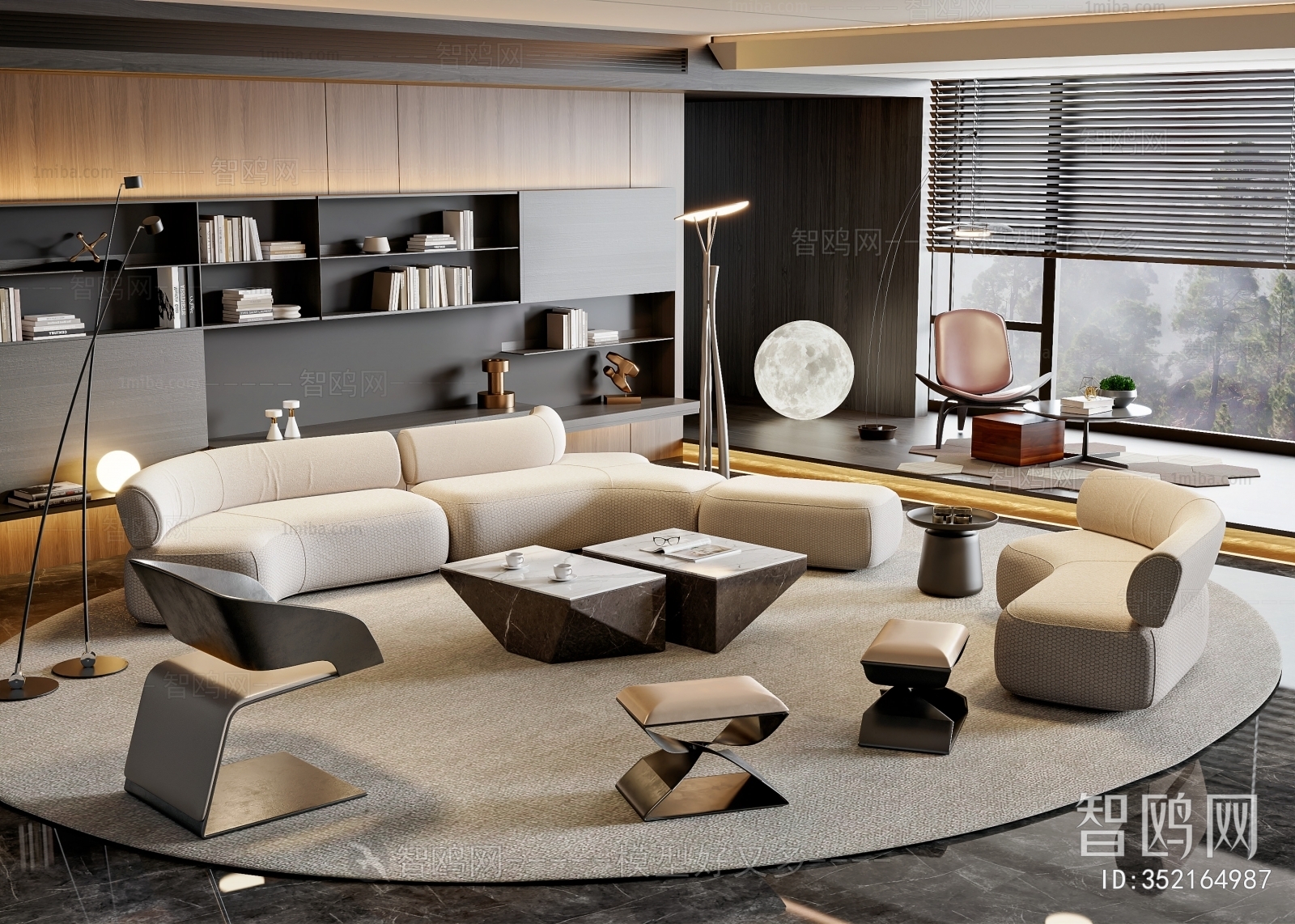 Minotti 米洛提 现代沙发茶几组合3D模型下载