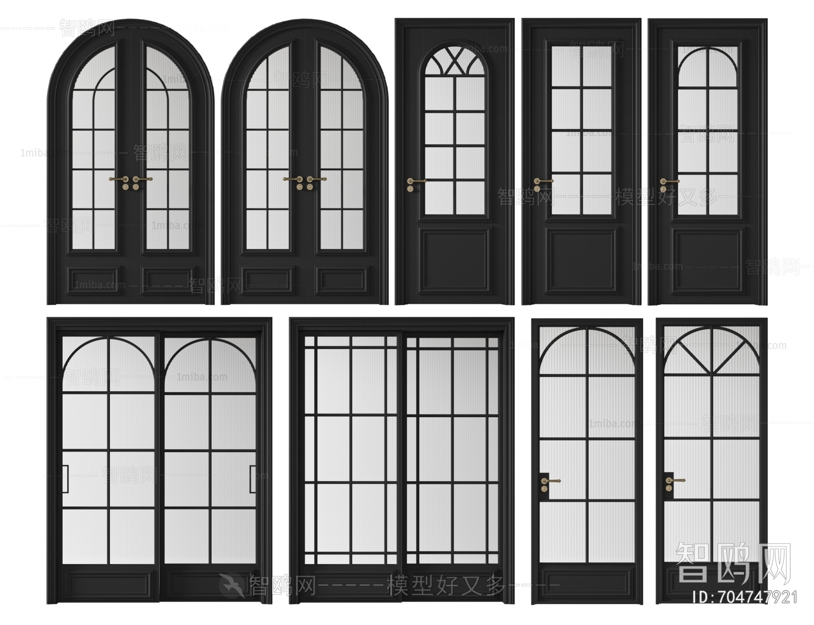 法式拱形门 玻璃门组合
