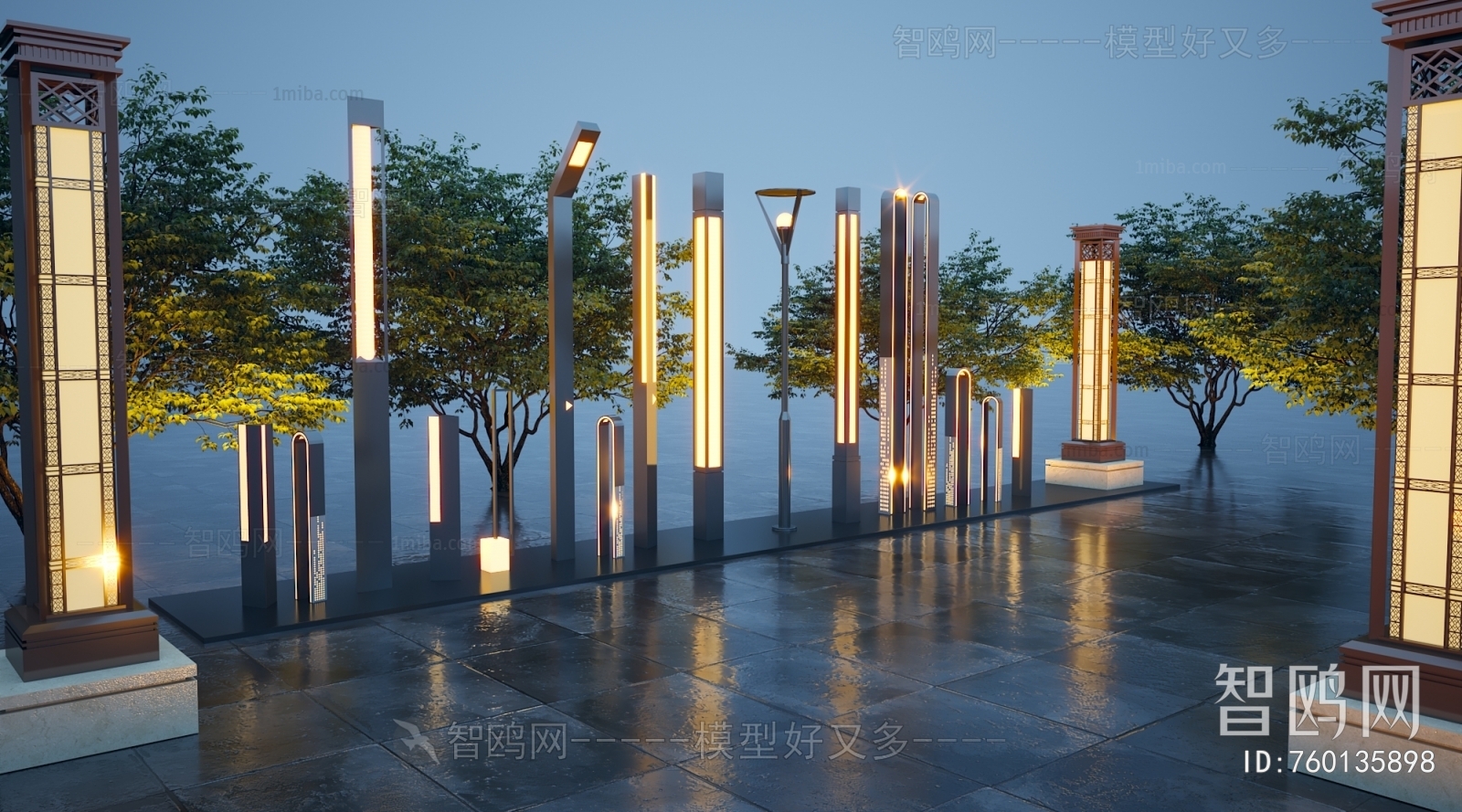 新中式户外景观灯 灯柱