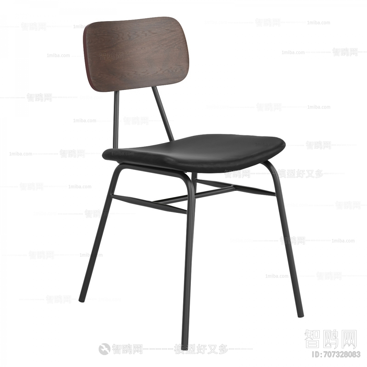 现代黑色人造皮革餐椅