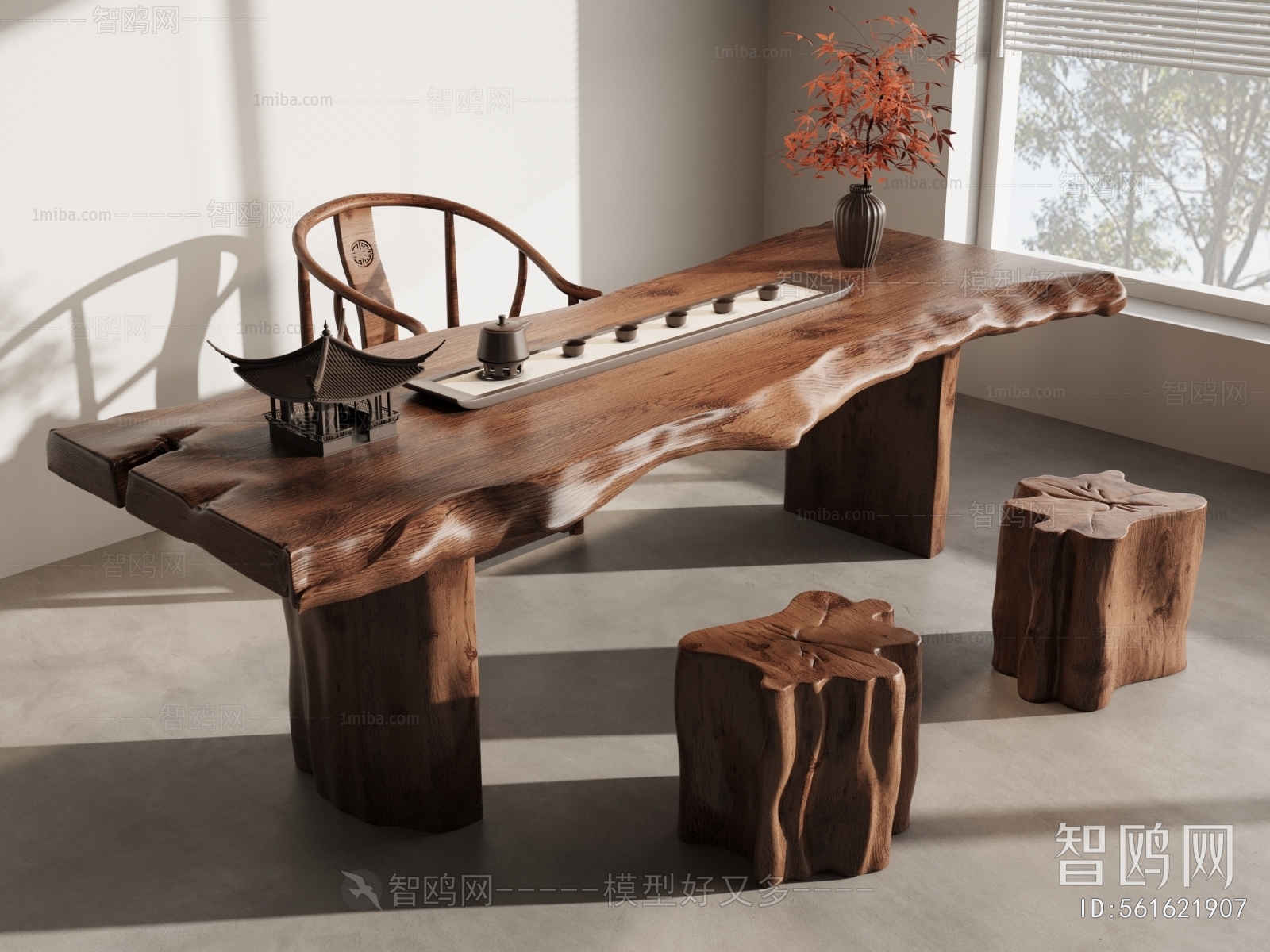 新中式茶桌椅凳组合