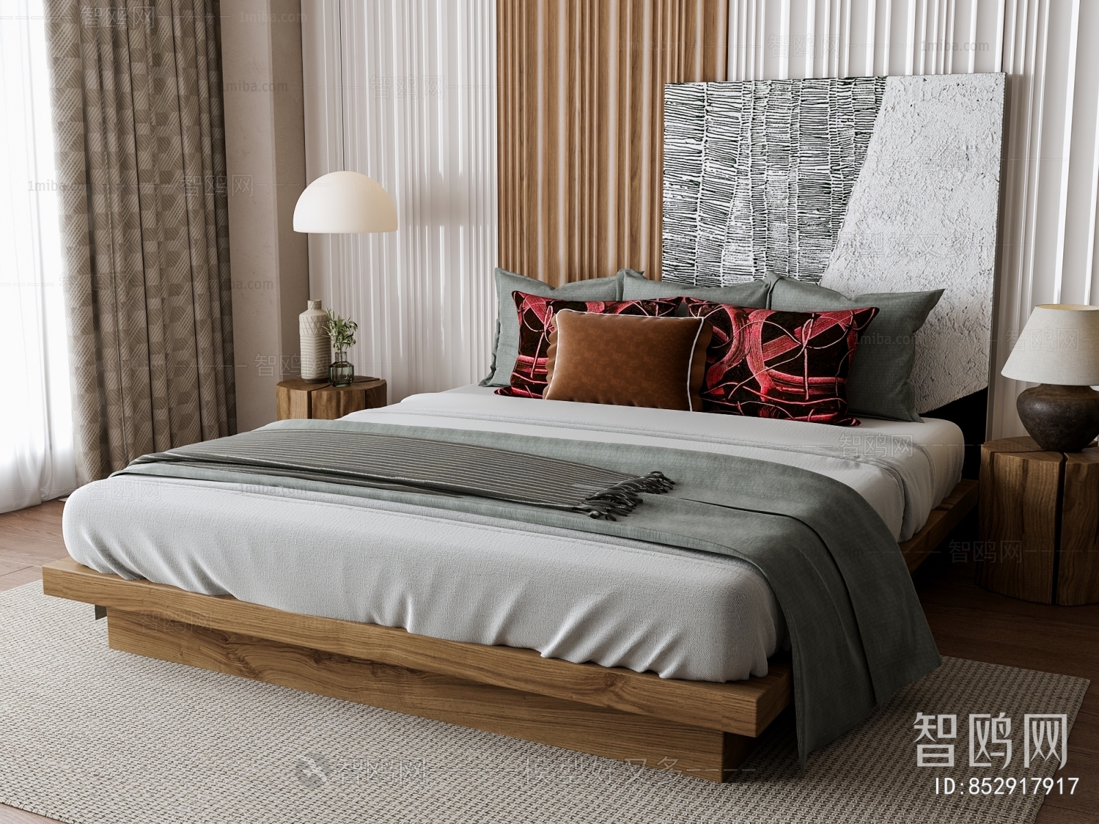 Modern Wabi-sabi Style Double Bed