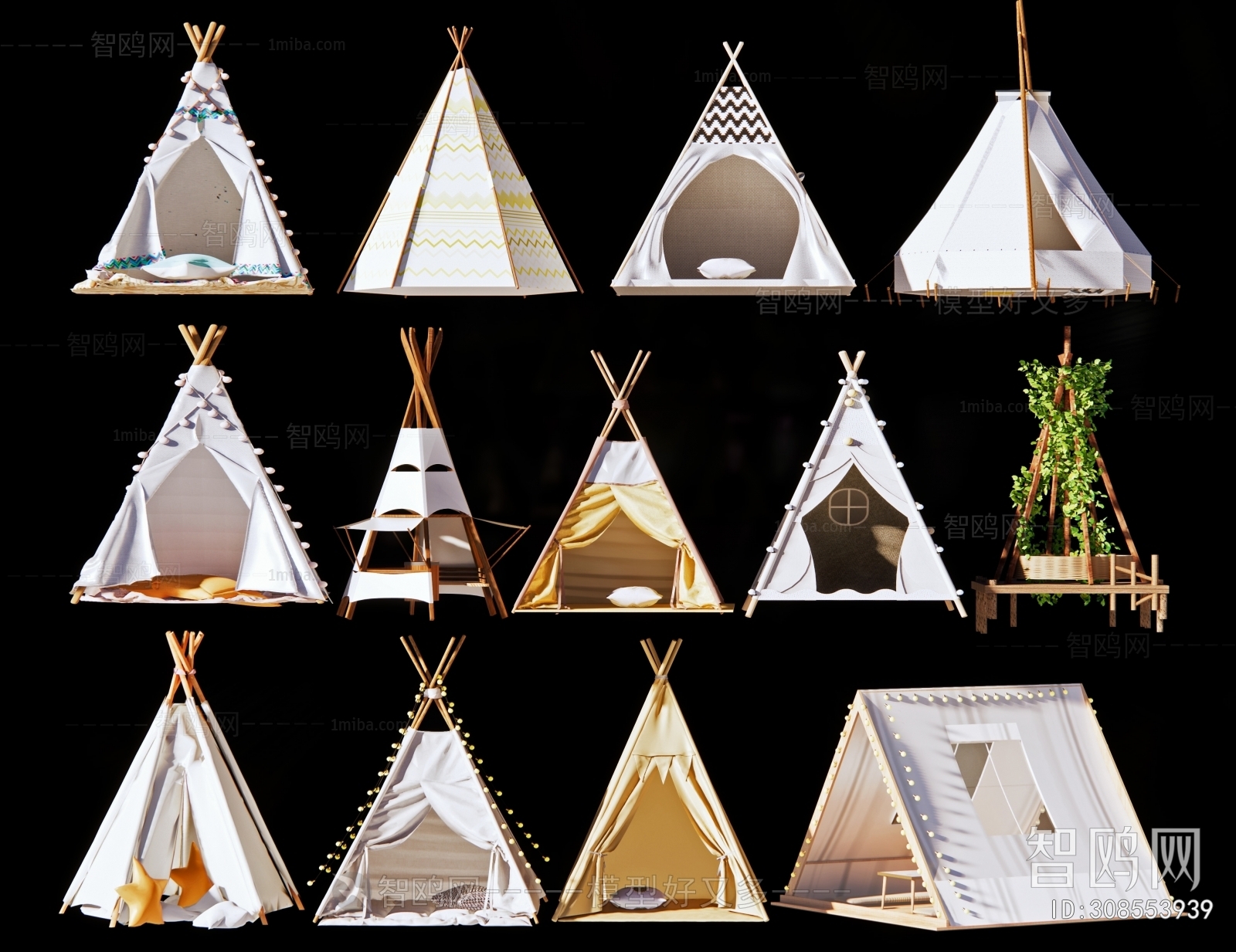 现代露营三角帐篷组合