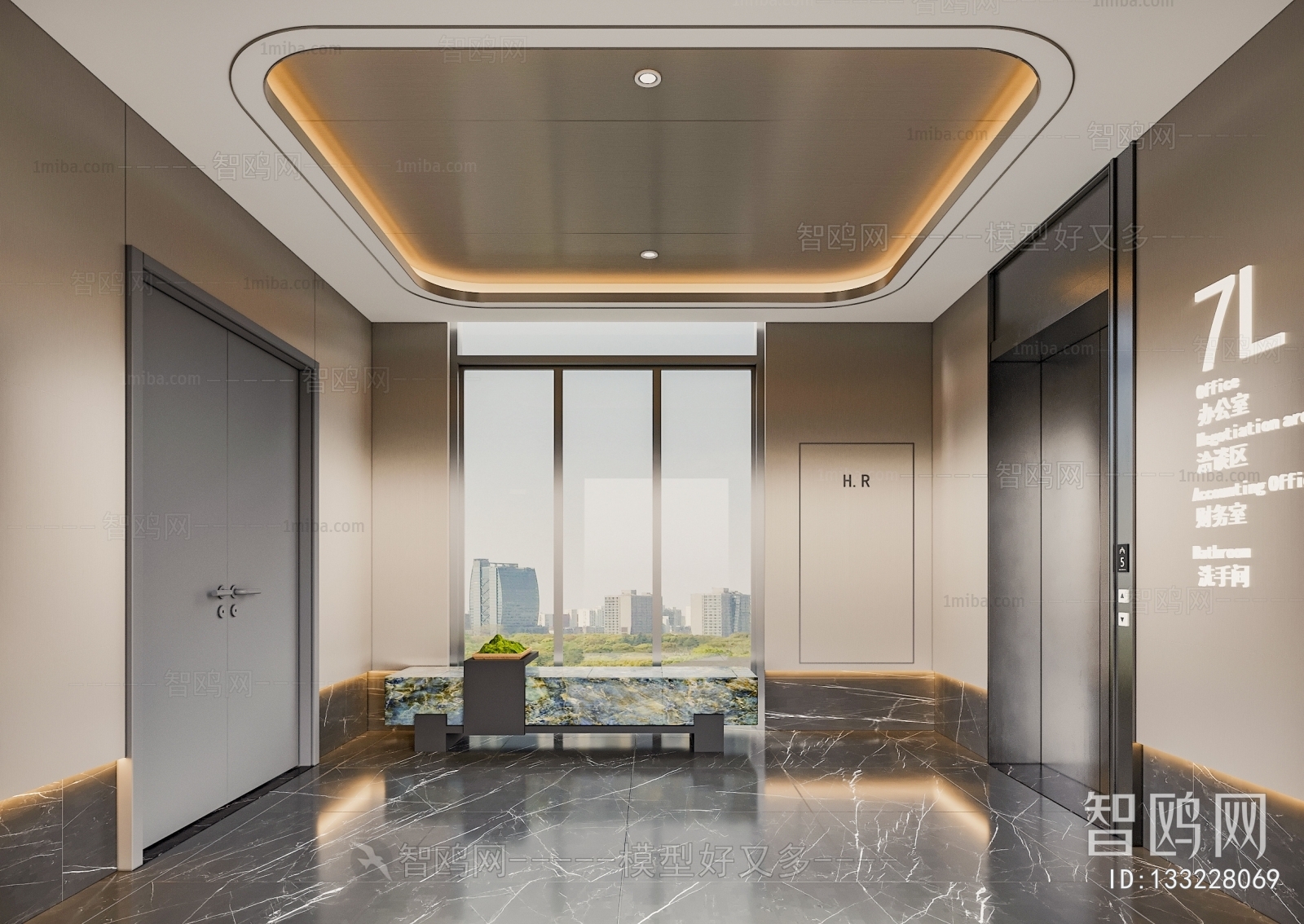 Modern Office Elevator Hall