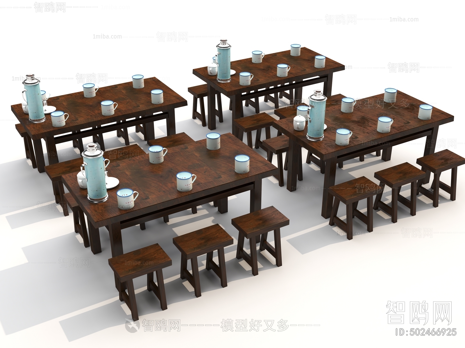 怀旧复古茶桌凳组合