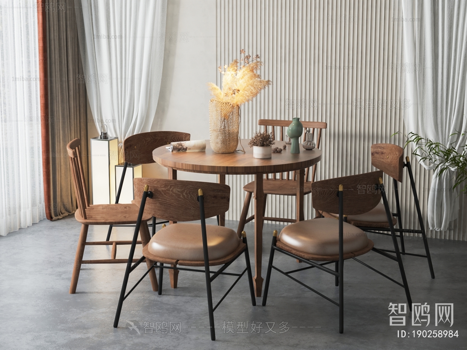 Wabi-sabi Style Dining Table And Chairs