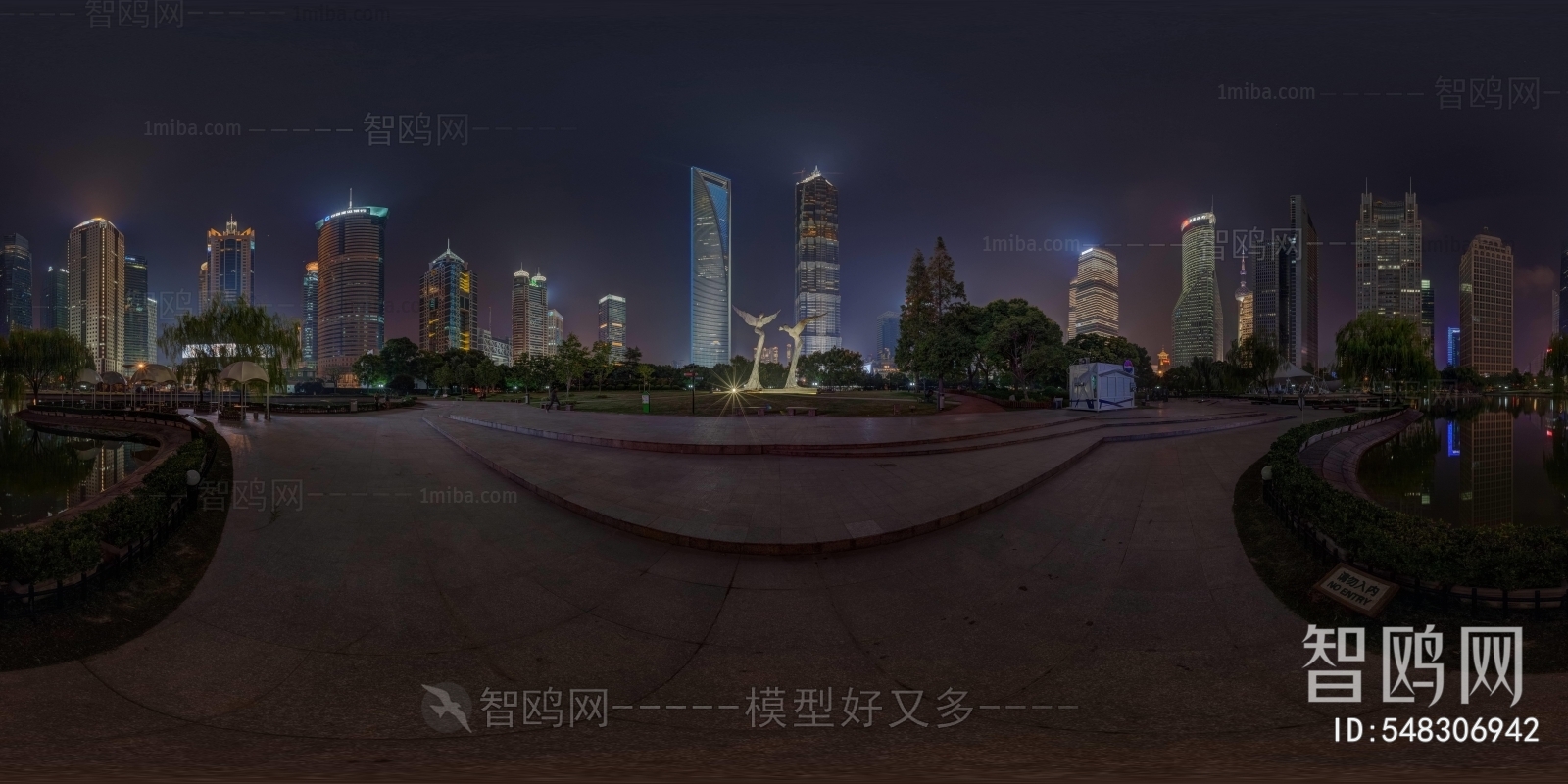 hdr广场夜景 商业中心3D模型下载