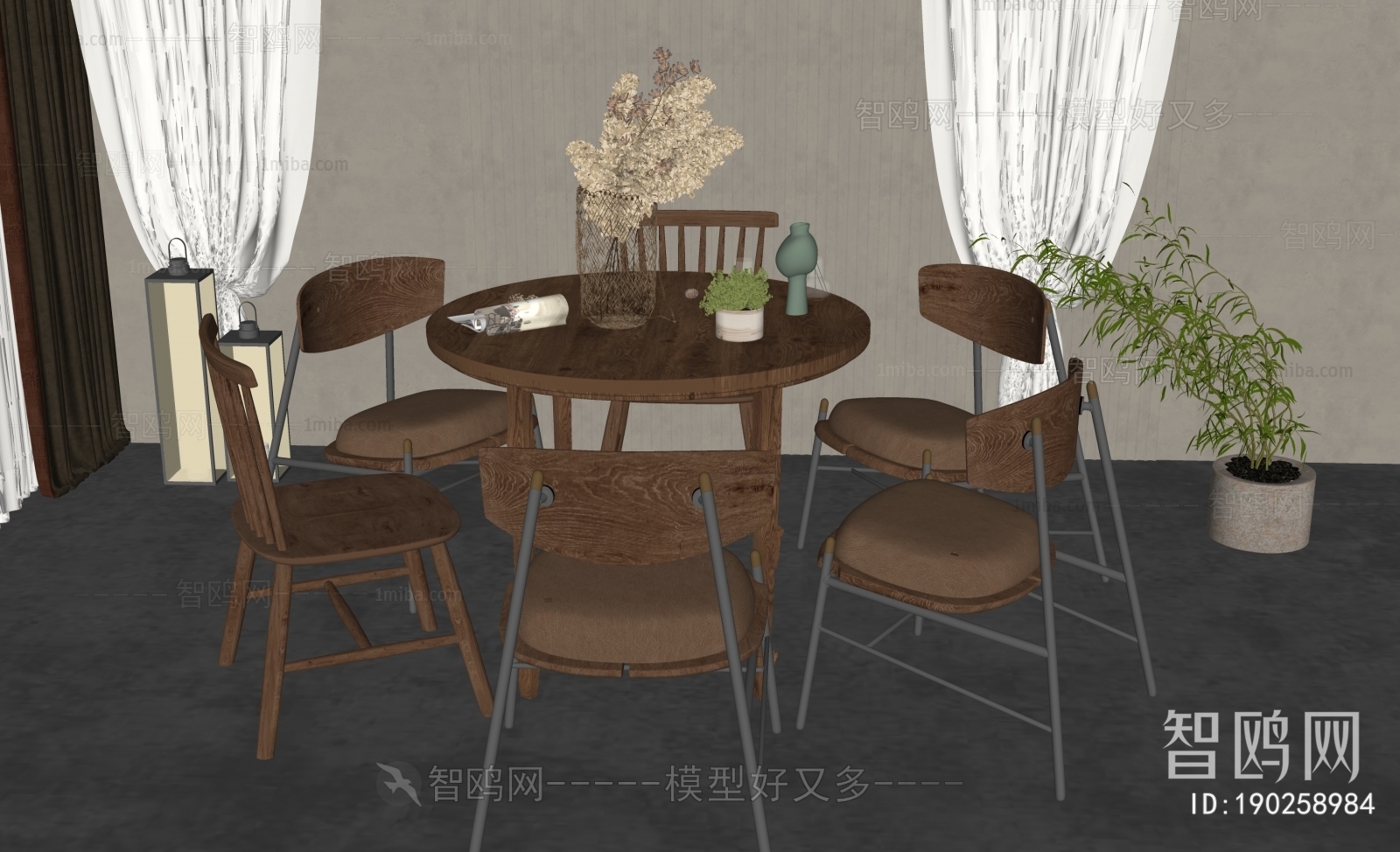 Wabi-sabi Style Dining Table And Chairs