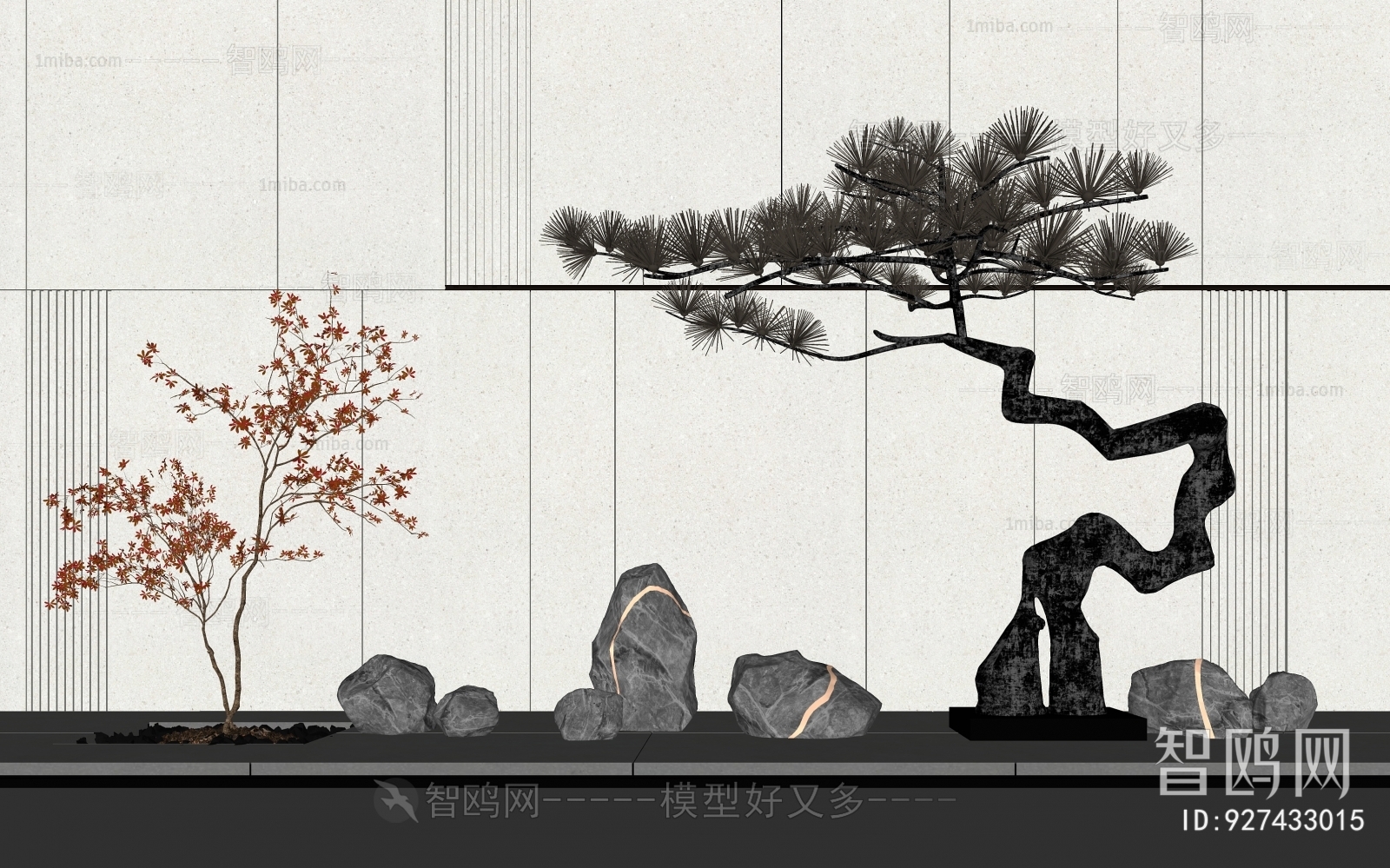 新中式松树雕塑景观小品