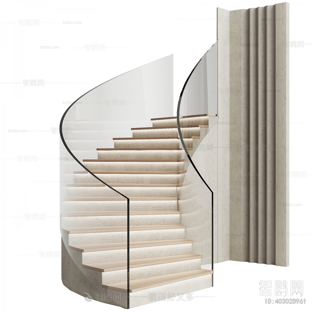 现代玻璃扶手弧形楼梯