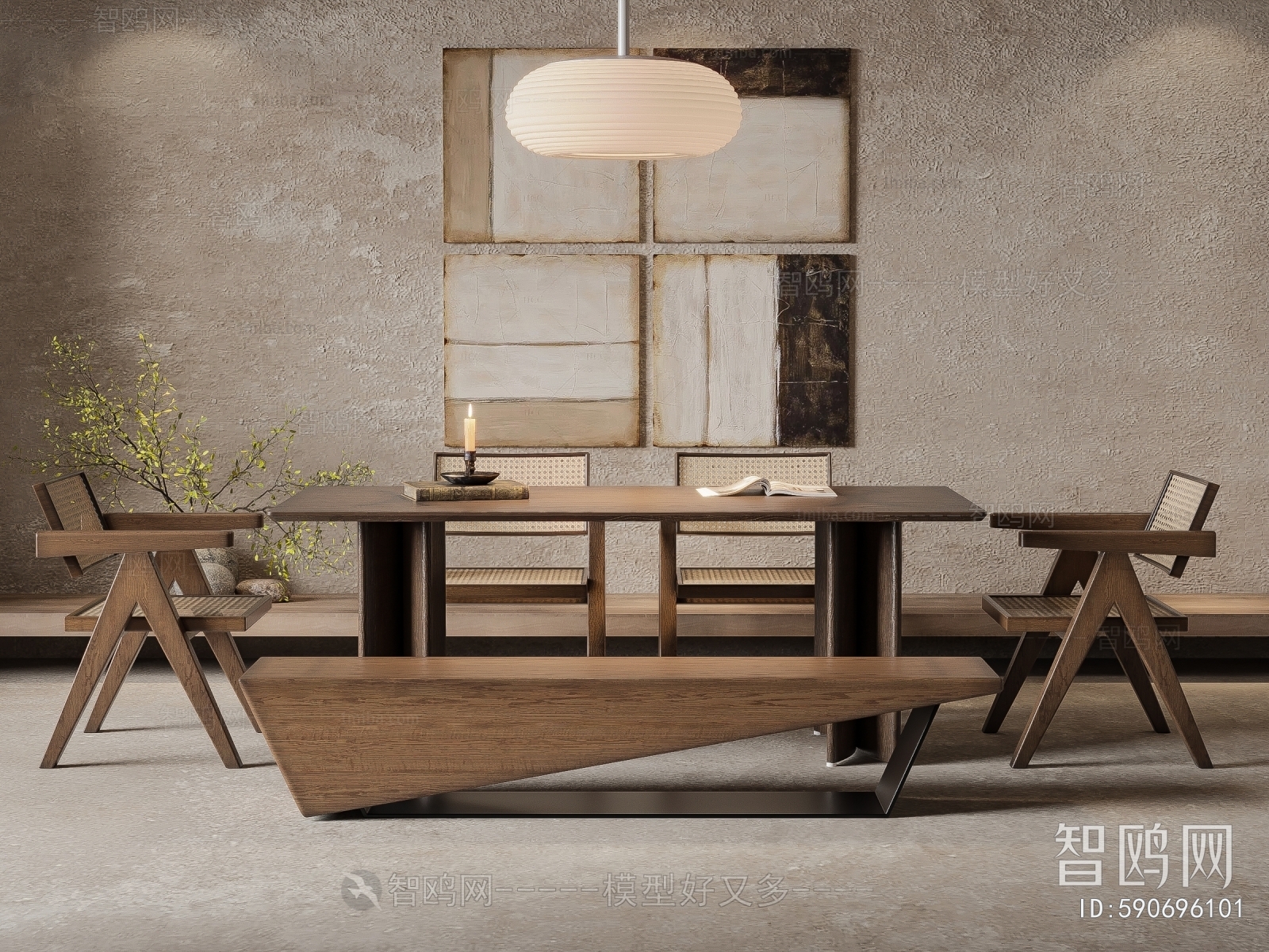 Wabi-sabi Style Dining Table And Chairs