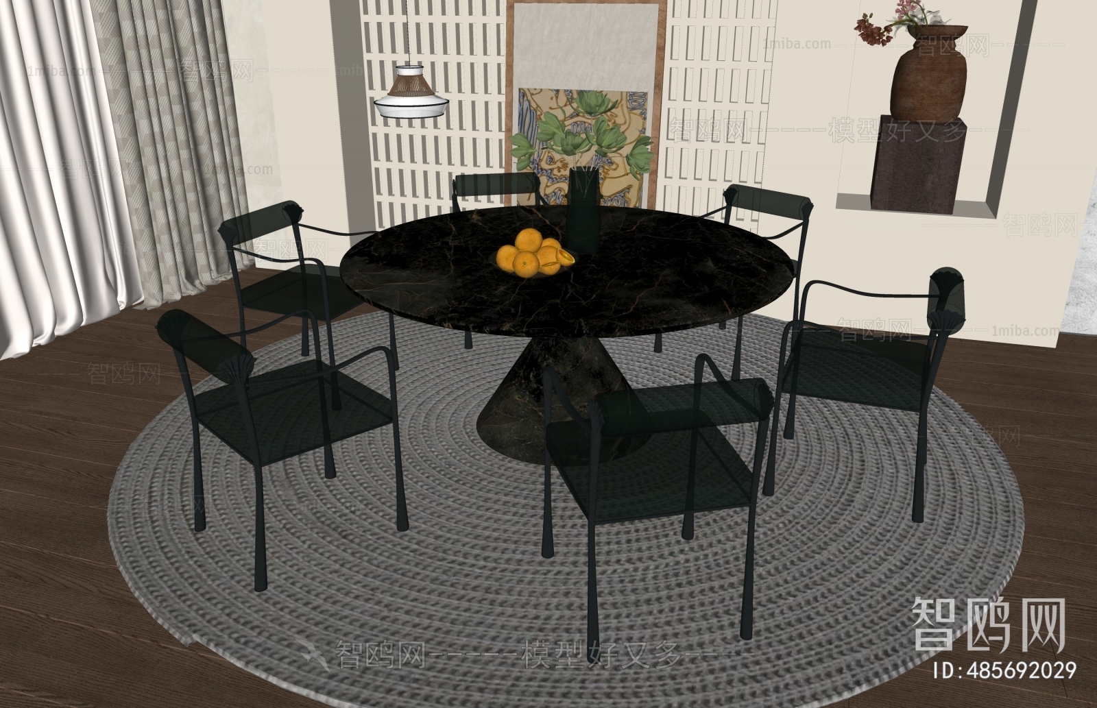 法式圆餐桌椅组合