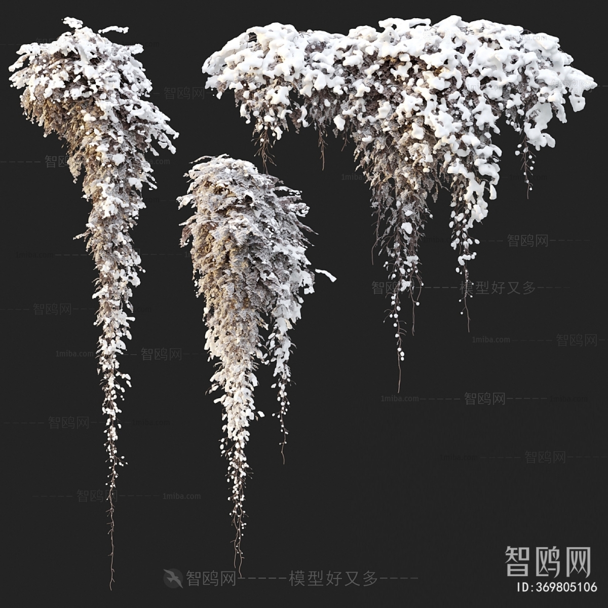 现代户外雪景悬挂植物