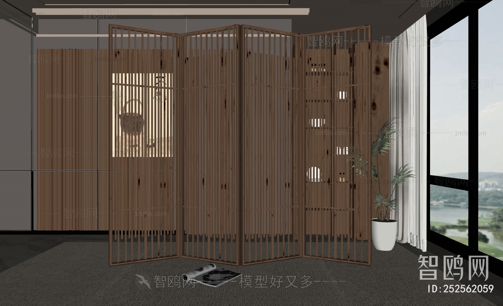 New Chinese Style Wooden Screen Partition