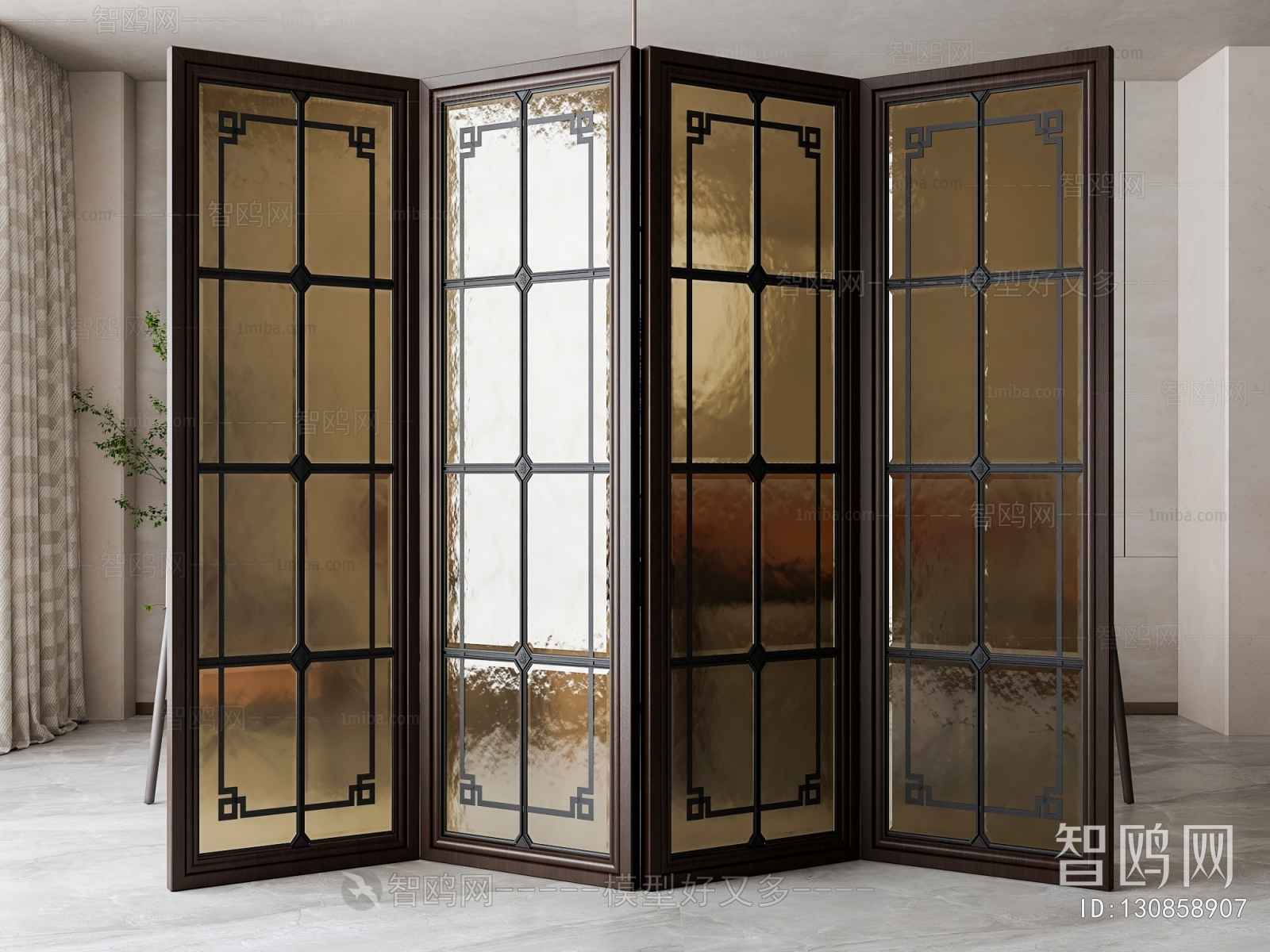 New Chinese Style Glass Screen Partition