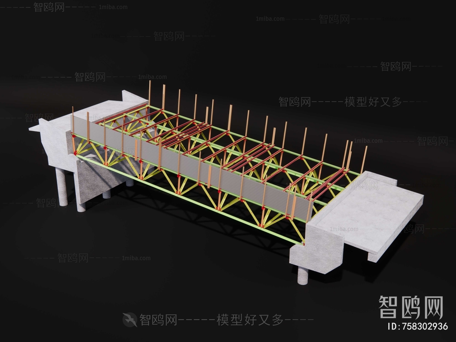 现代桥梁钢结构3D模型下载