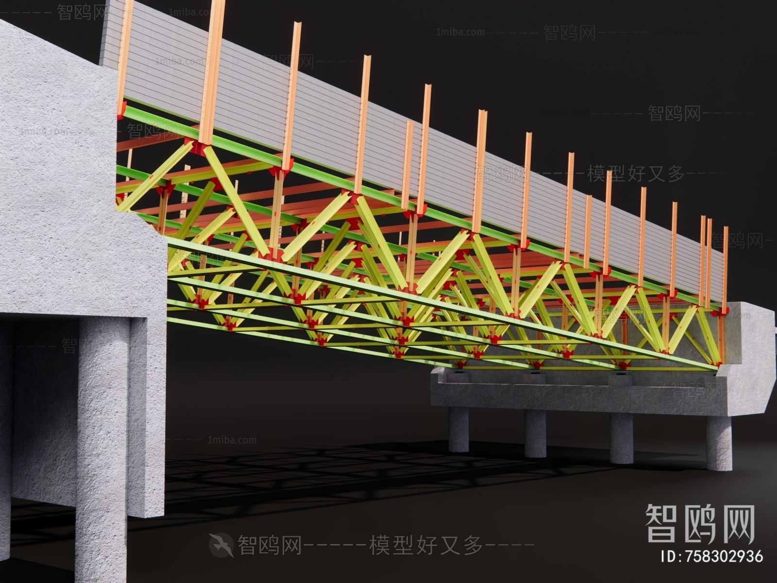 现代桥梁钢结构3D模型下载