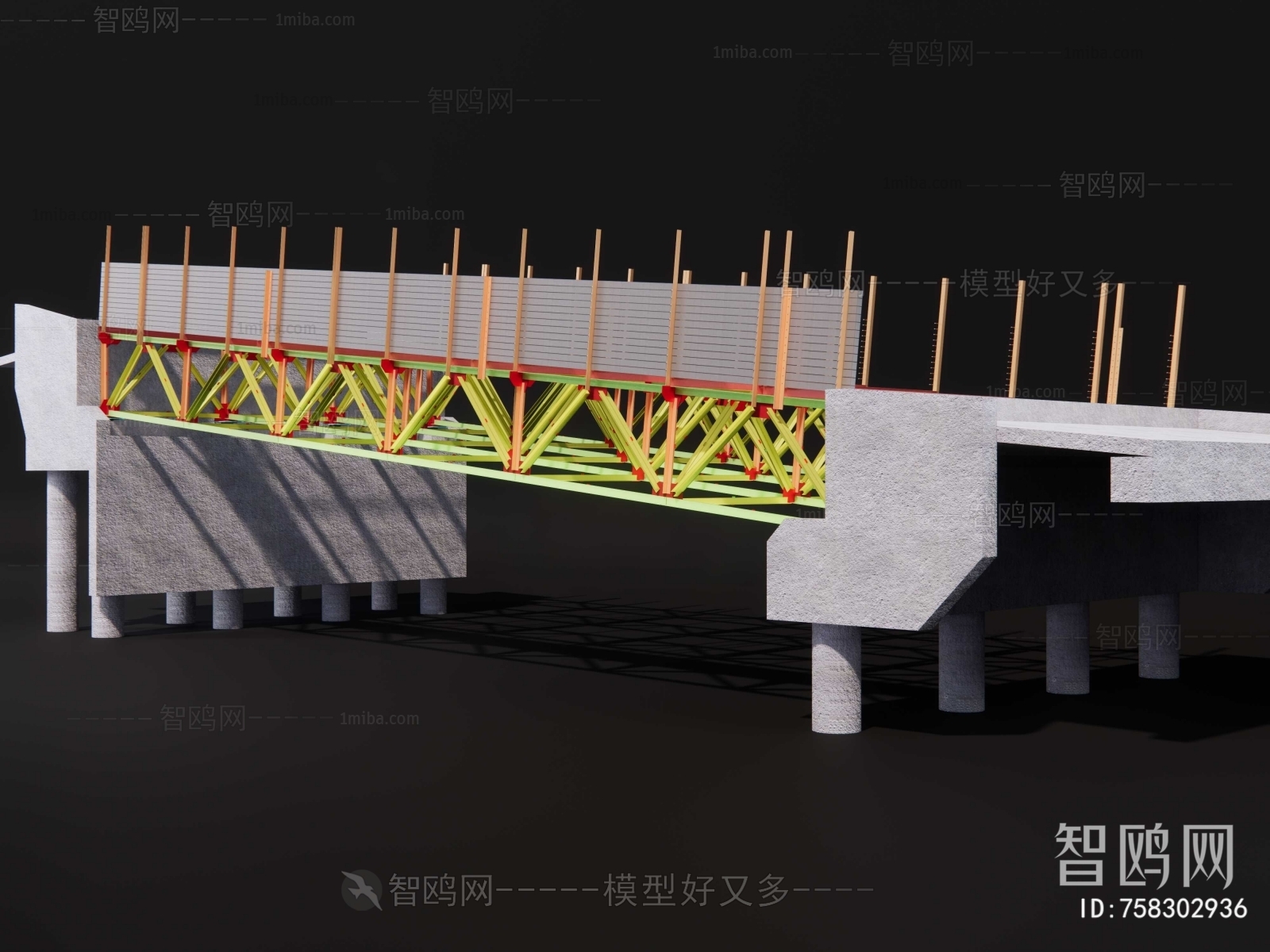 现代桥梁钢结构3D模型下载