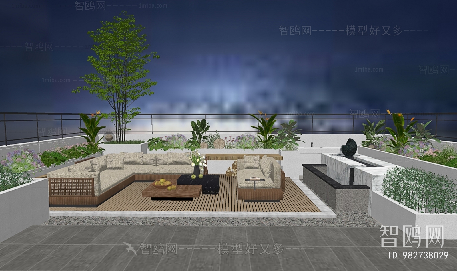 现代庭院/景观3D模型下载