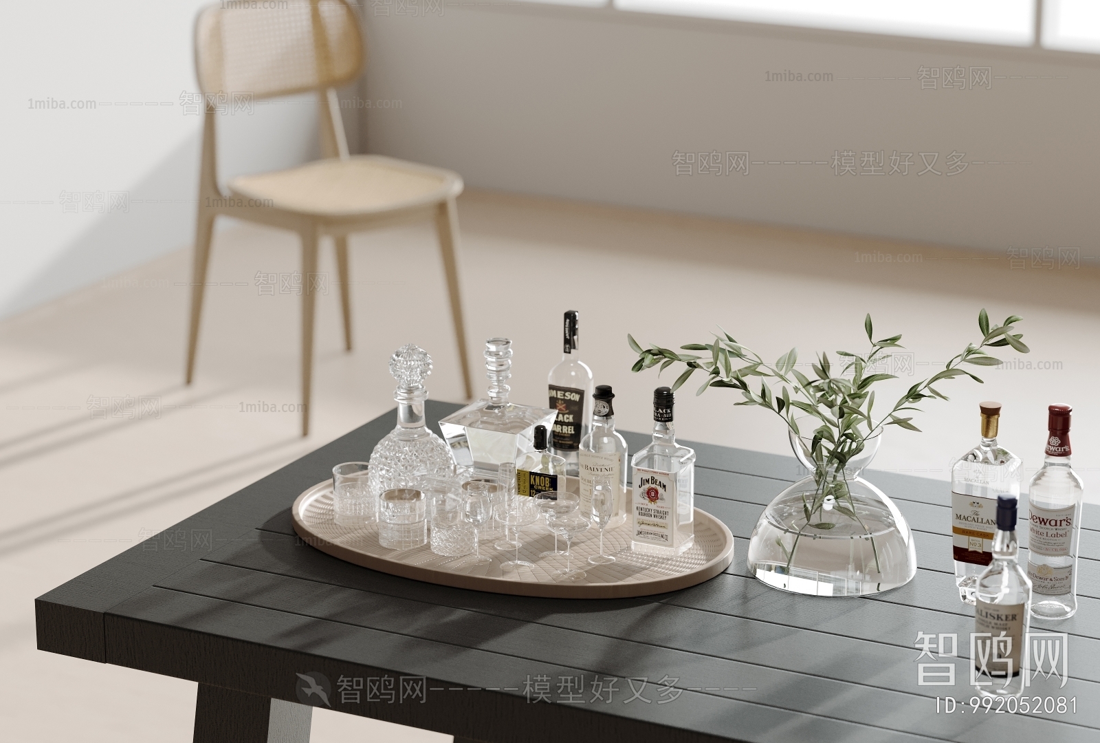 现代酒具用品 玻璃水杯3D模型下载