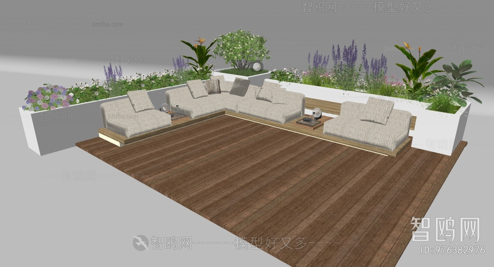 现代庭院绿化 户外沙发