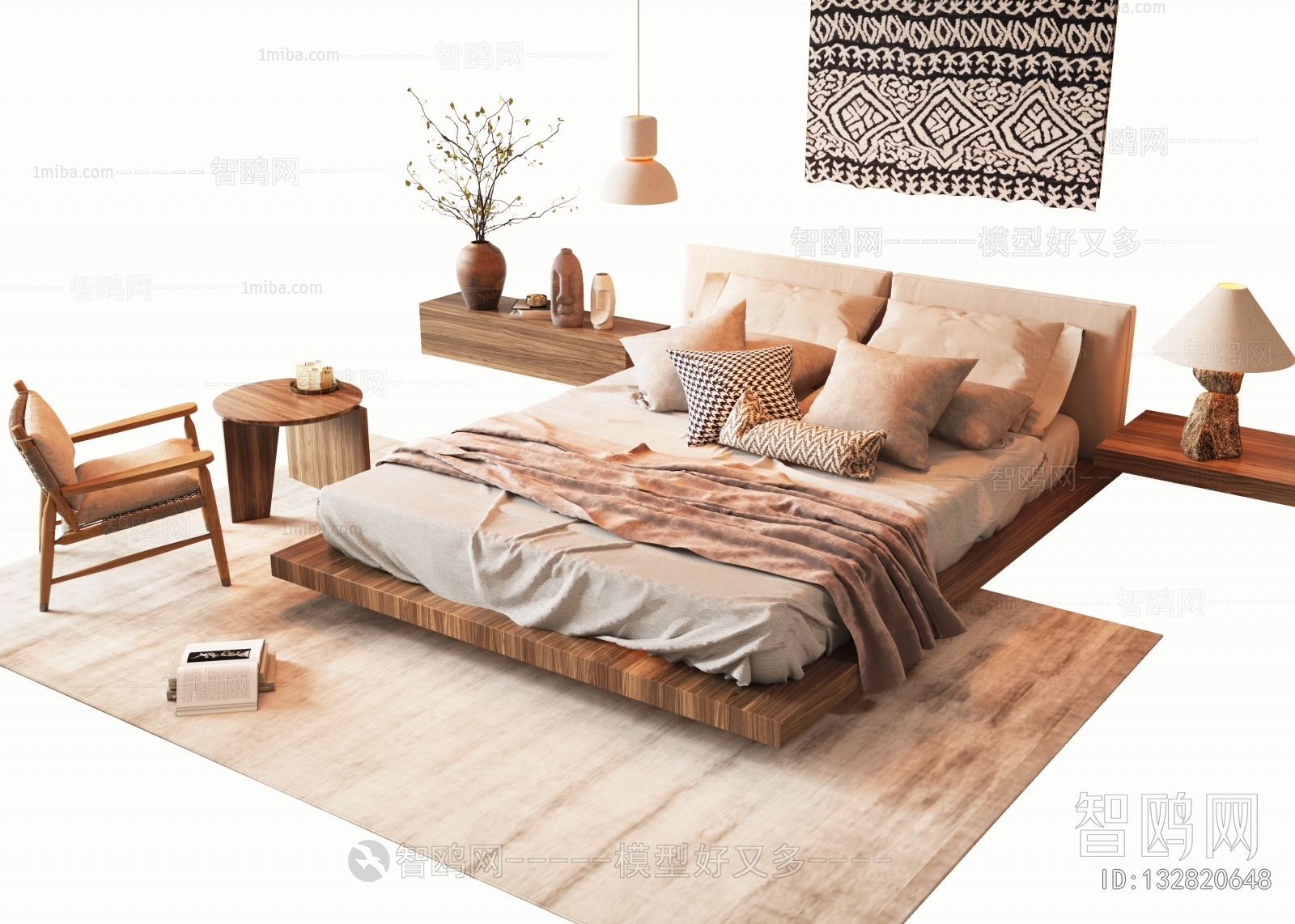 Wabi-sabi Style Double Bed