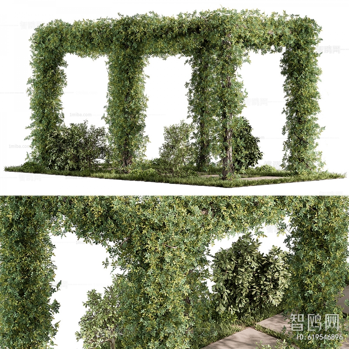现代花架绿植藤蔓3D模型下载