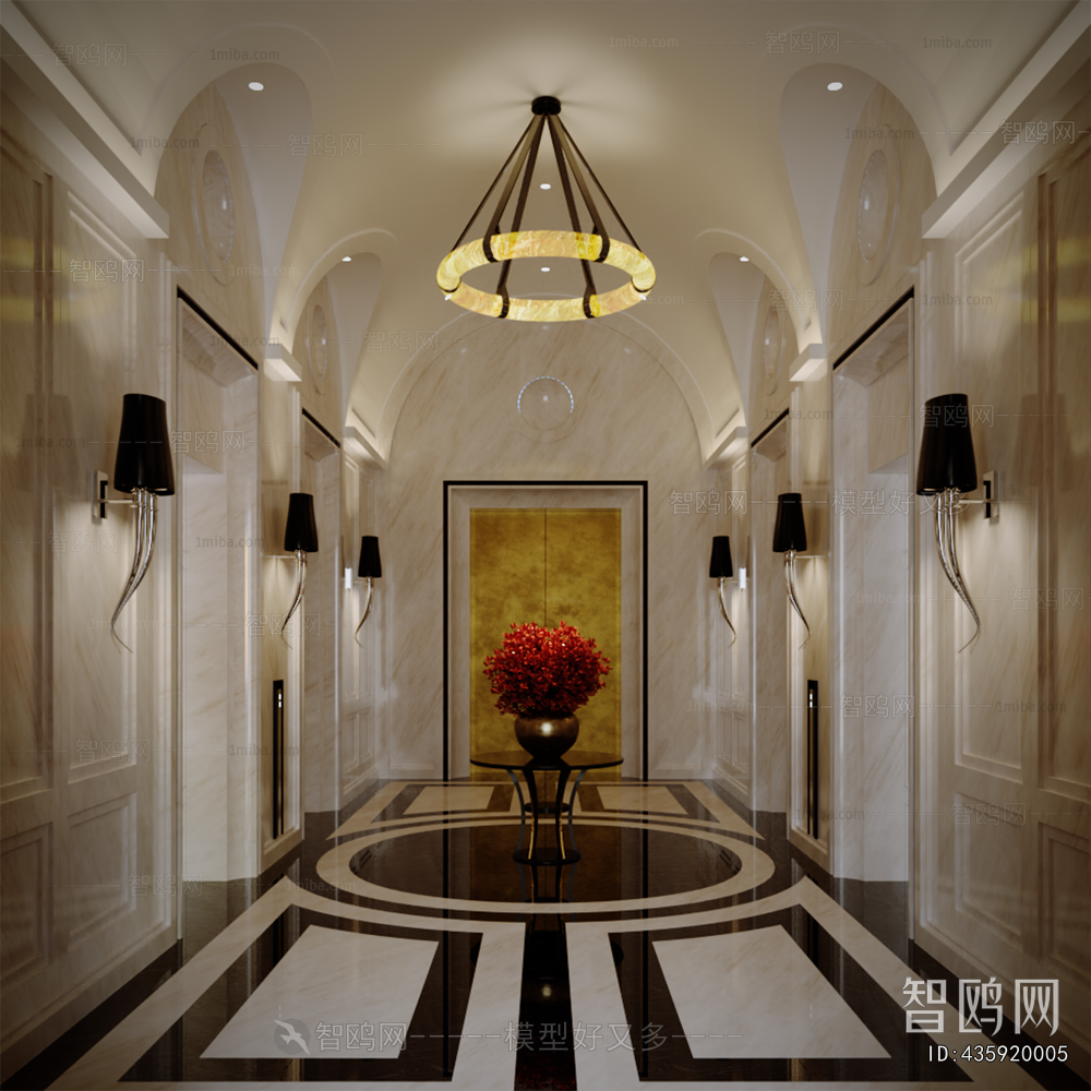 Simple European Style Corridor/elevator Hall